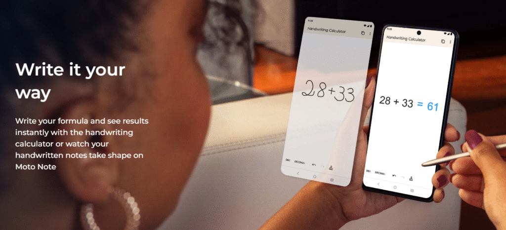 Moto Edge 60 Stylus Handwriting Calculator – Math Gets Smarter